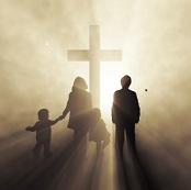 christian family at cross