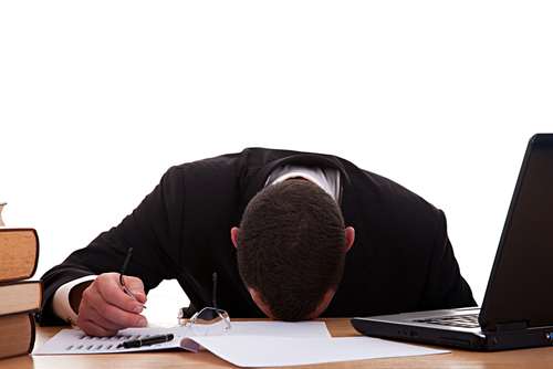 man at computer stressed out